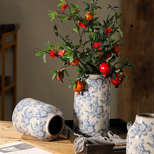 Fransk stil vintage blå og hvid porcelænsvaser Blomsterarrangementer Stue dekorationer Kinesisk stil Keramik boligdekoration Retro porcelæn