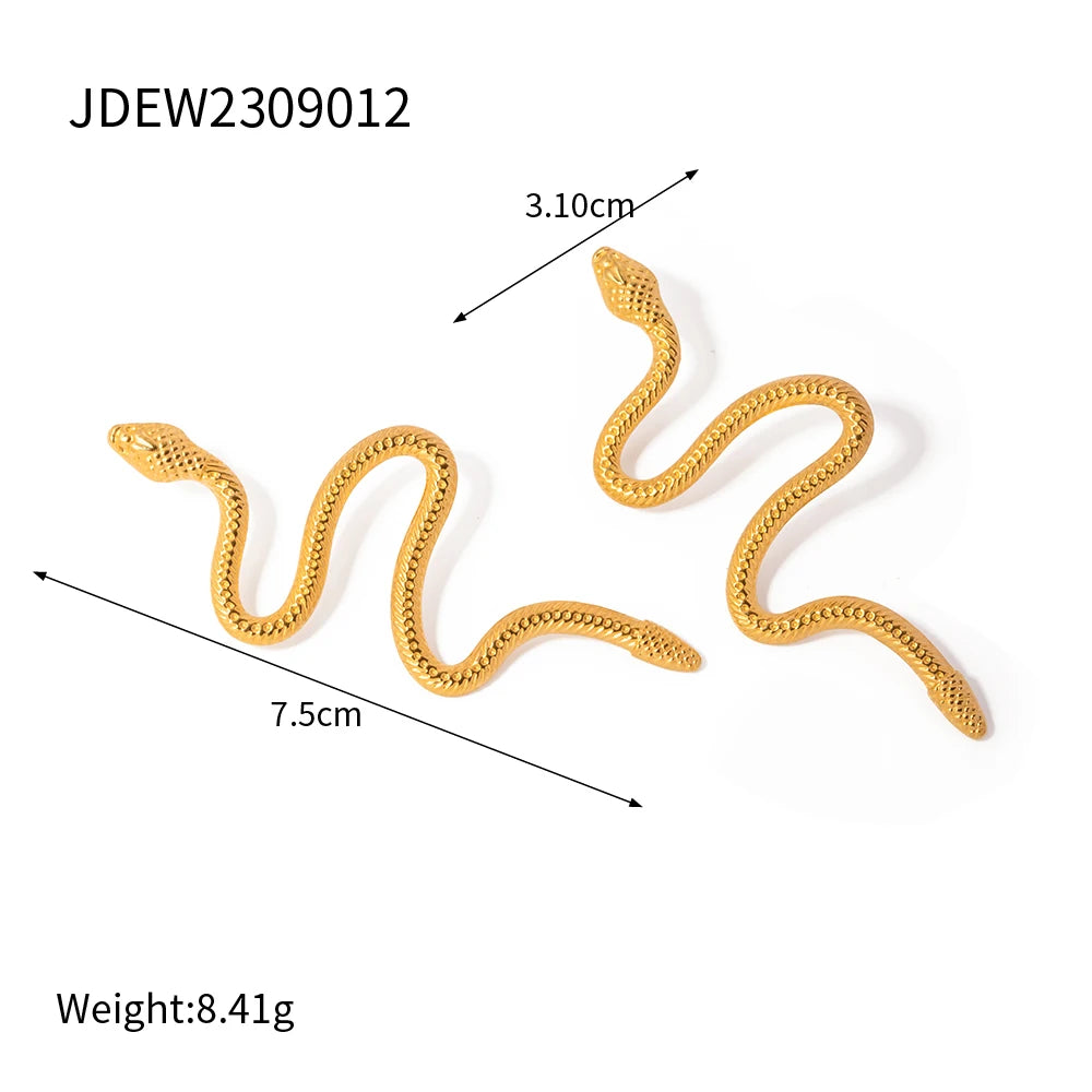 Anløbssikker 18K forgyldt rustfrit stål serpentindesign minimalistisk slangeformede øreringe til kvinder øredesigner smykker