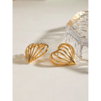 Creative Stainless Steel 18k Gold Plated Simple Love Heart Shape Cutout Line Earrings Personalized Jewelry Attractive Women