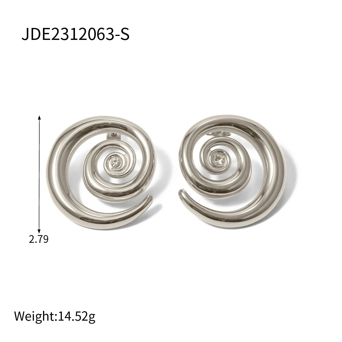 Glatte spiralformede øreringe med diamant rustfrit stål 18K forgyldt vandtæt charme til kvinder Trendy smykker