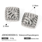 18K PVD-beschichtete trendige Ohrringe aus Edelstahl in quadratischer Form mit Muschelstruktur, wasserdicht, Schmuckanhänger für Frauen, Gala-Geschenk