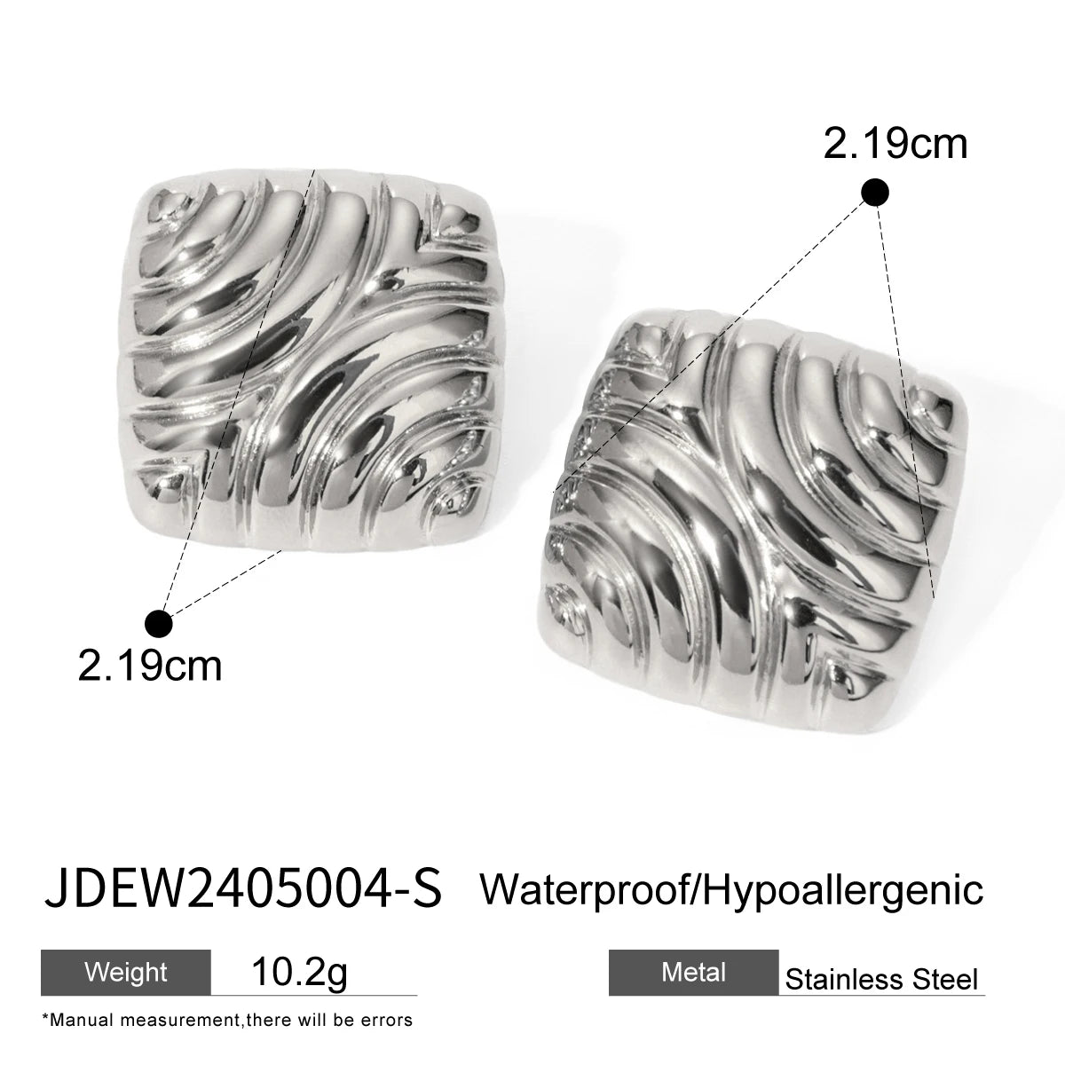 18K PVD-beschichtete trendige Ohrringe aus Edelstahl in quadratischer Form mit Muschelstruktur, wasserdicht, Schmuckanhänger für Frauen, Gala-Geschenk