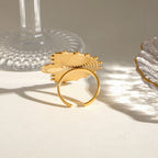 18K PVD-beschichteter Edelstahl Acryl Perle Hammer Korn Fächerförmiger Öffnungsring Leicht Gemütlich Damen Charme Statement Schmuck