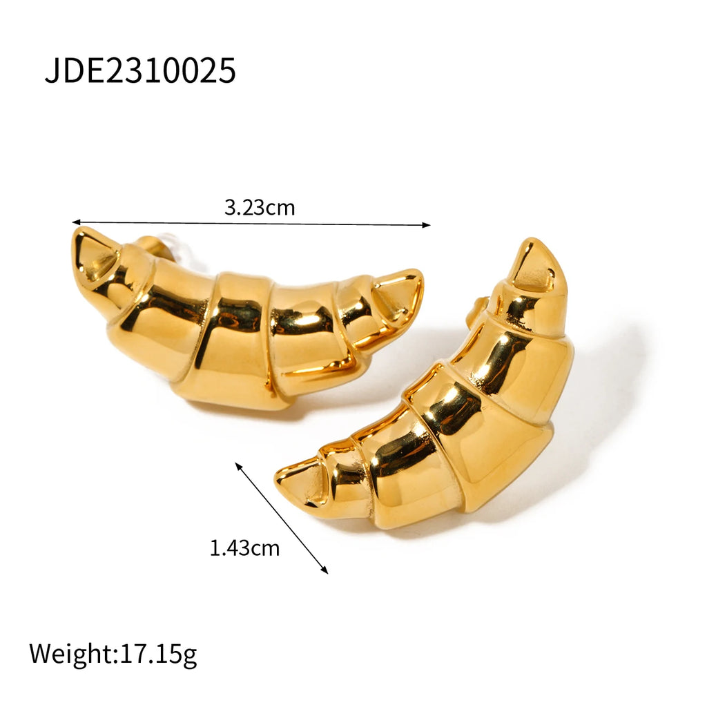 18K forgyldt rustfrit stål Minimalistisk Glat Oversized Croissant Wrap Øreringe Anløbssikre Lys Luksus Øresmykker til kvinder