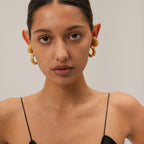 18k forgyldt rustfrit stål minimalistisk modehammer kornblomst C-formede øreringe forhindrer allergi Trendy charmsmykker