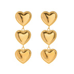 Brincos Clássicos de Coração Pingente para Mulheres Design Tríplice Amor Brincos Pendentes Brincos de Aço Inoxidável Presente de Joalheria Pendientes