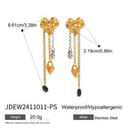 Minimalistische 18k vergoldete Edelstahl-Hammerkorn-Liebe-Herz-Quasten-Ohrringe für Frauen, allergiepräventiver Charmschmuck