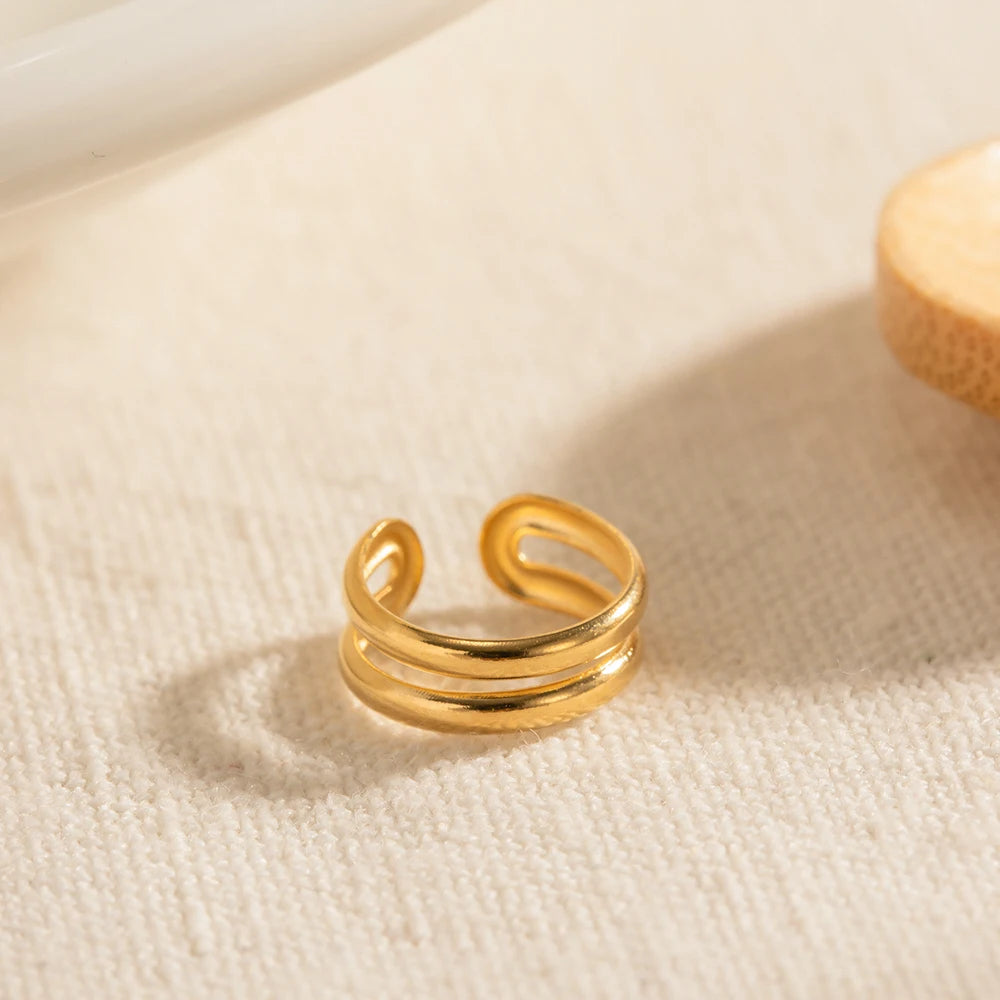 Kreativt dobbeltlagsdesign rustfrit stål klassiske øreclips til kvinder Vintage personlighed øreringe Smykker Festgave