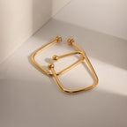 Rustfrit stål Elegant Minimalistisk Coil Dobbeltkugleøreclips 18K guld PVD-belagt Damer Metaltekstur Udsøgt Bijoux Femme Gave