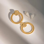 Stainless Steel 18k Gold Plated Vintage Round Small Threaded Conch Earrings Waterproof Fashion Charm Jewelry Party