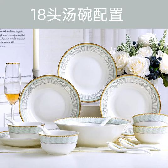 Jingdezhen Ceramic Tableware Household Bowl, Dish, Plate Set