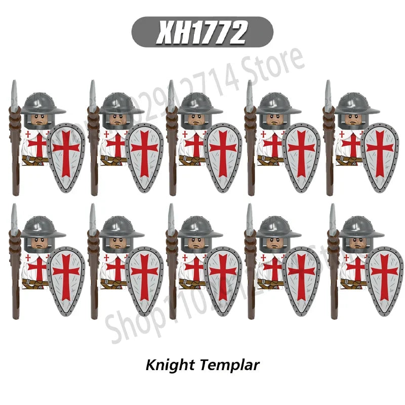 10Pcs/Set Historical Medieval Sparta Heroes Crusader Roman Soldiers Building Blocks Military Action Figures Bricks Toys For Kids