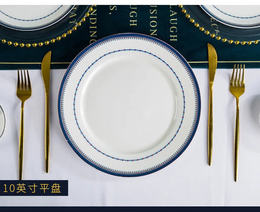 Jingdezhen husholdningsredskaber af benporcelæn i europæisk stil, keramisk service, minimalistisk sæt fade og tallerkener