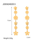 Chic Estate Orecchini Pendenti Lunghi Asimmetrici a Margherita Piccola in Acciaio Inossidabile Placcati Oro 18K PVD Gioielli Statement Donna