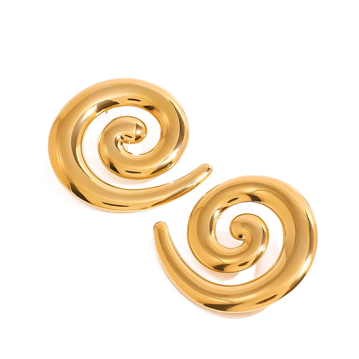18K Gold Plated Stainless Steel Smooth Thread Rotary Earrings Women Charms Metal Texture Waterproof Jewelry Gala Gift