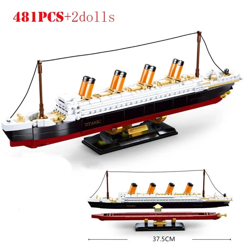 481pcs2401pcs RMS Titanic Ship Building Blocks Toy Set City Educational 3D Model Cruise Boats Mini Bricks Toys For Boys Adult