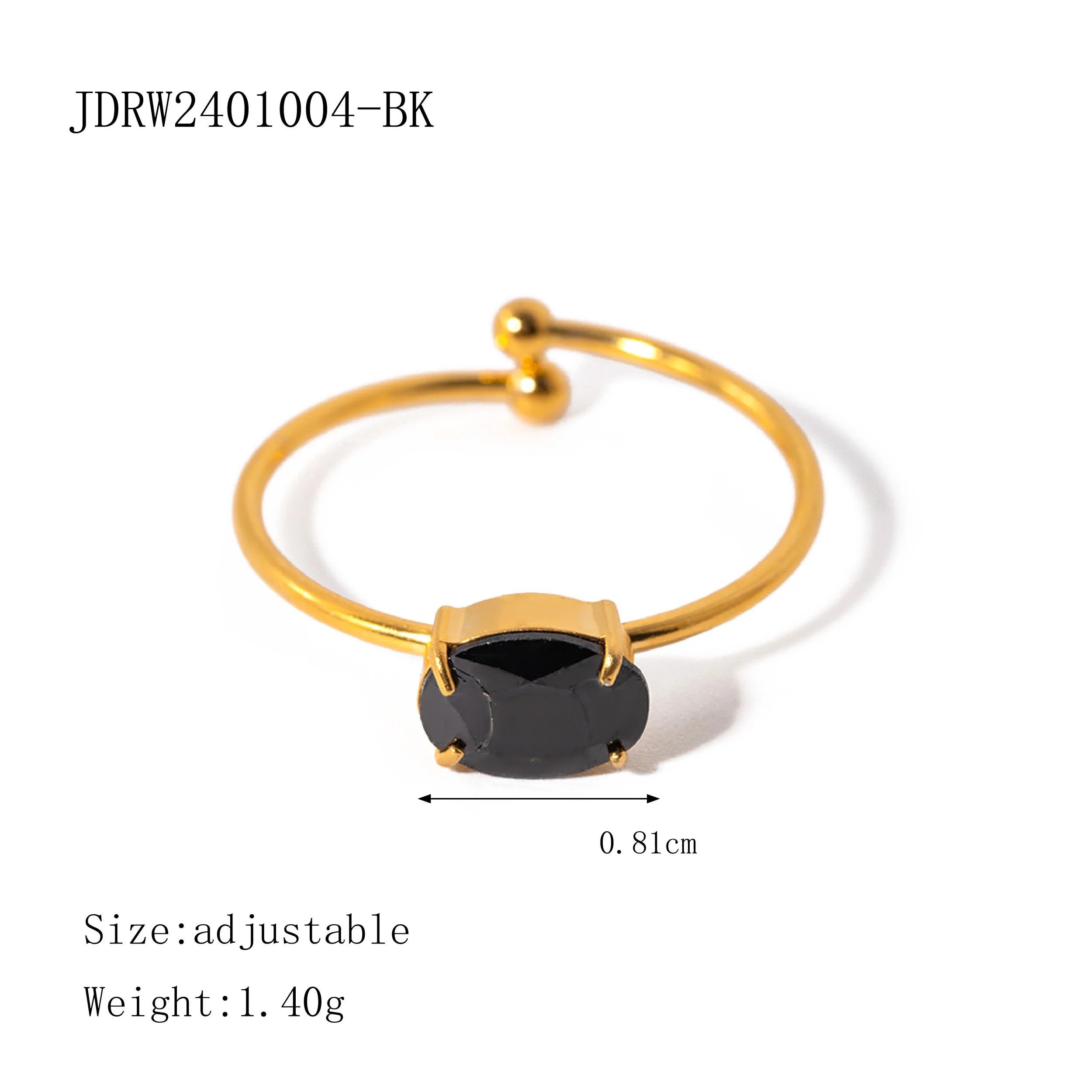 Stilvoller 18k vergoldeter, rostfreier, strukturierter, einfacher, verstellbarer Ring mit Zirkon-Einlage, Charme, Statement, anti-allergisch, Damenschmuck