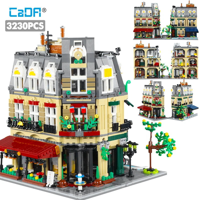 3230Pcs Cada City Paris Restaurant & House Architecture Building Blocks Set French Apartment Figures Bricks Toy for Kids Gift