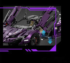 3500+PCS 1:8 Scale Purple Technology Supercar Building Block Kit Electroplated Racing Model Complex Assembly Toy for Adults