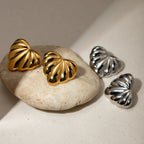 Charm Puffs Design 18K rustfrit stål Metal Rustfast Love Heart Buttede Croissant Øreringe Vandtætte stilfulde smykker