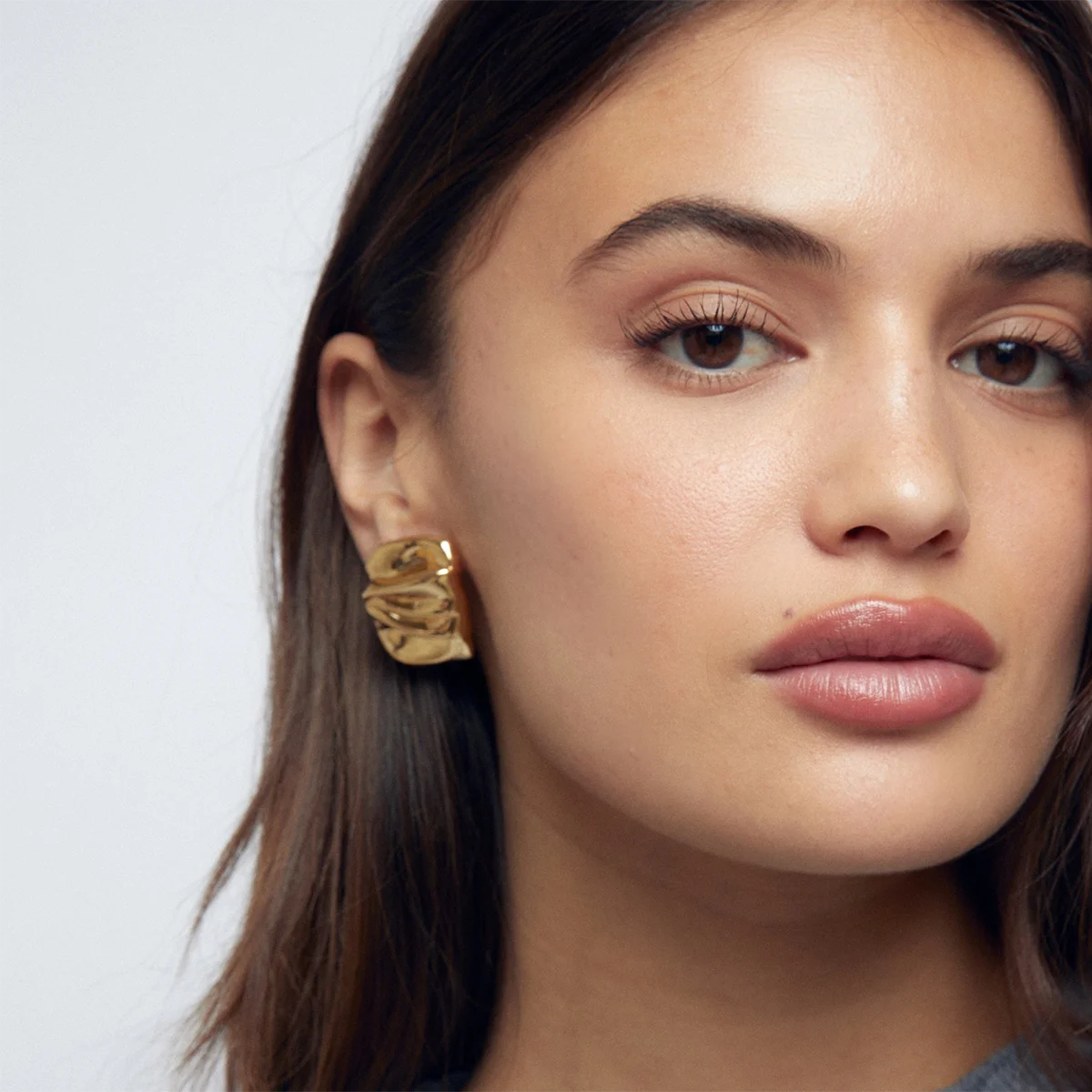 18K PVDメッキ ファッション 幾何学的 ミニマリスト 長方形 プリーツ イヤリング ステンレススチール クリエイティブ アレルギー防止 耳飾り