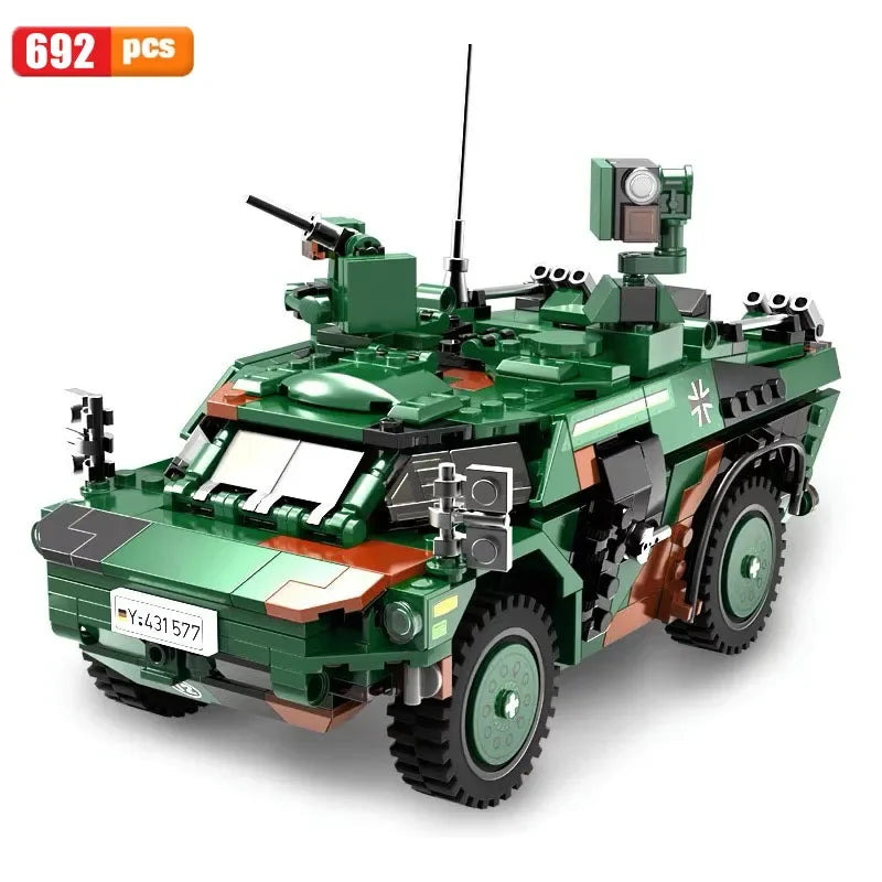 Military ww2 Cannon Assault Armored Vehicle Battle Tank Car Truck Army Weapon Building Blocks Sets Model Boys Toys for Kids Gift