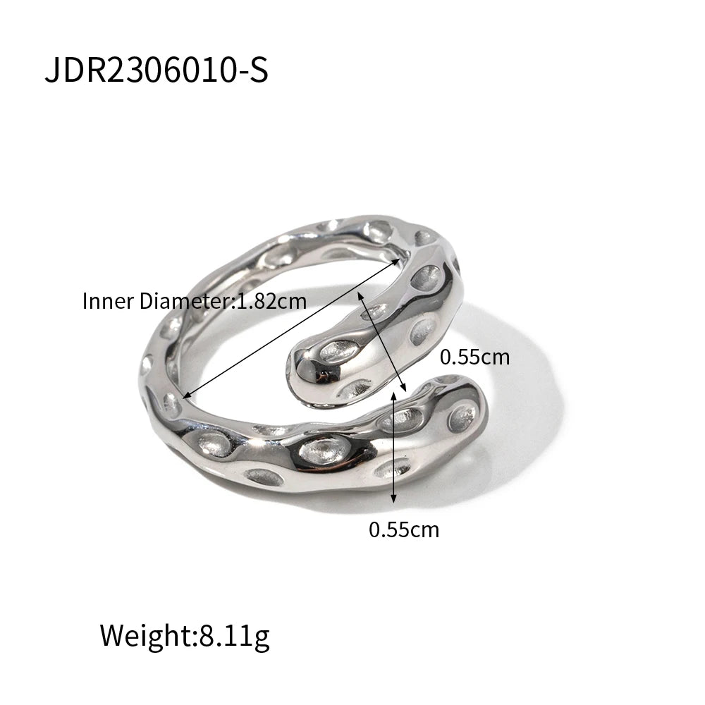 Asymmetry Sensuous Contemporary Statement Opening Ring Contours Bangle or Cuff Shape And Form Set Waterproof Jewelry Women