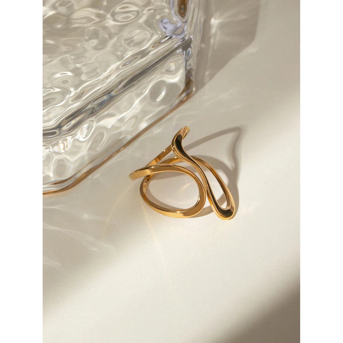 Edelstahl Minimalistischer Glatter Linienförmiger Offener Ring Leicht Gemütlich Damen Charme 18K PVD Beschichtet Wasserdicht Schmuck Femme