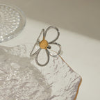 Stainless Steel Hollow Flower Retro Creative Light Luxury Open Ring 18K PVD Plated Anti Allergic Rust Proof Stylish Jewelry
