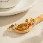 Exquisites 18K Edelstahl Geometrischer Tropfender Öl Kleine Gänseblümchen Offener Ring Wasserdicht Damen Hochwertiger бижутерия Party Geschenk