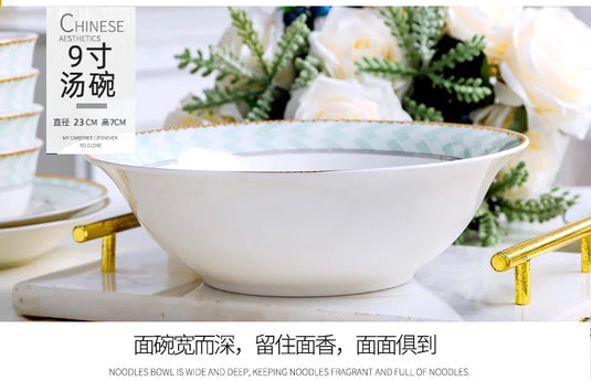 Ensemble de vaisselle en céramique Jingdezhen pour la maison, bol, plat et assiette