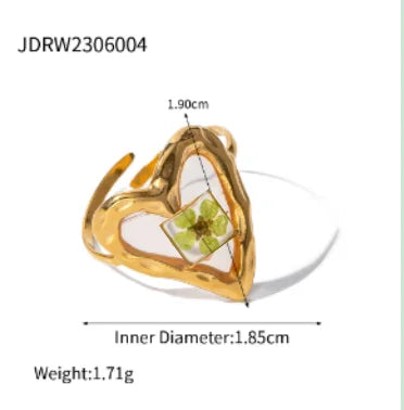 Literary Retro Eternity Flower Design 18K Gold Plated Jewelry Adjustable Stainless Steel Waterproof Ring For Ladies Jewelry Gift