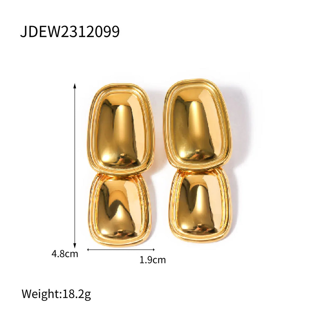 Brincos de Pingente Retangular Geométrico de Aço Inoxidável Banhado a Ouro 18K Creative Joias à Prova de Ferrugem com Estilo e Personalidade