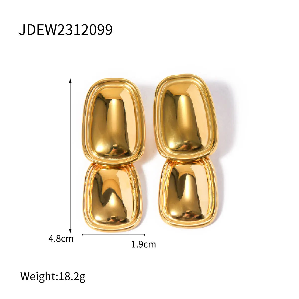 Brincos de Pingente Retangular Geométrico de Aço Inoxidável Banhado a Ouro 18K Creative Joias à Prova de Ferrugem com Estilo e Personalidade