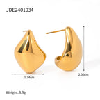Stainless Steel Waterproof 18k Gold Plated Geometric Simple Beanie Water Drop Earrings Stylish Anti Allergic Distinctive Jewelry