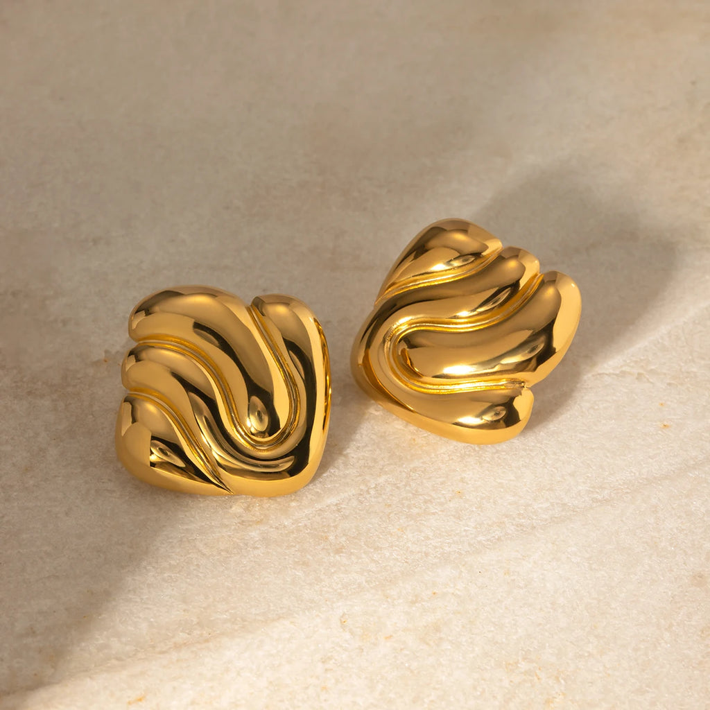 Minimalistisk rustfrit stål 18k guld mode uregelmæssigt design bump øreringe Rustfri kvinder Trendy charme Stilfuld gallagave