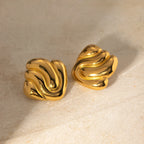 Minimalistisk rustfrit stål 18k guld mode uregelmæssigt design bump øreringe Rustfri kvinder Trendy charme Stilfuld gallagave