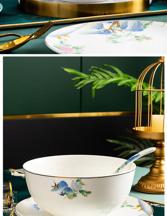 Jingdezhen Ceramic Bowls, Dishes, Dishes, Tableware Set, Bowls and Chopsticks Set