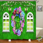 پرده دوش ضدآب چاپ منظره گل فضای باز پلی‌استر 3D نمای خیابان باغ دکوراسیون منزل