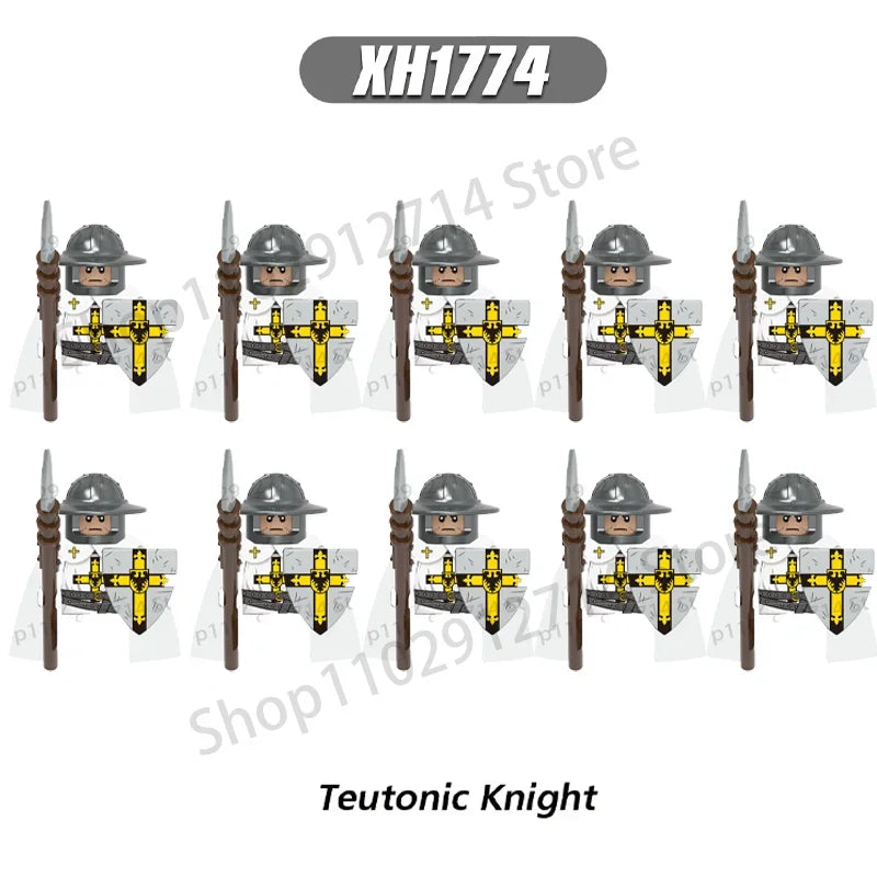 10Pcs/Set Historical Medieval Sparta Heroes Crusader Roman Soldiers Building Blocks Military Action Figures Bricks Toys For Kids