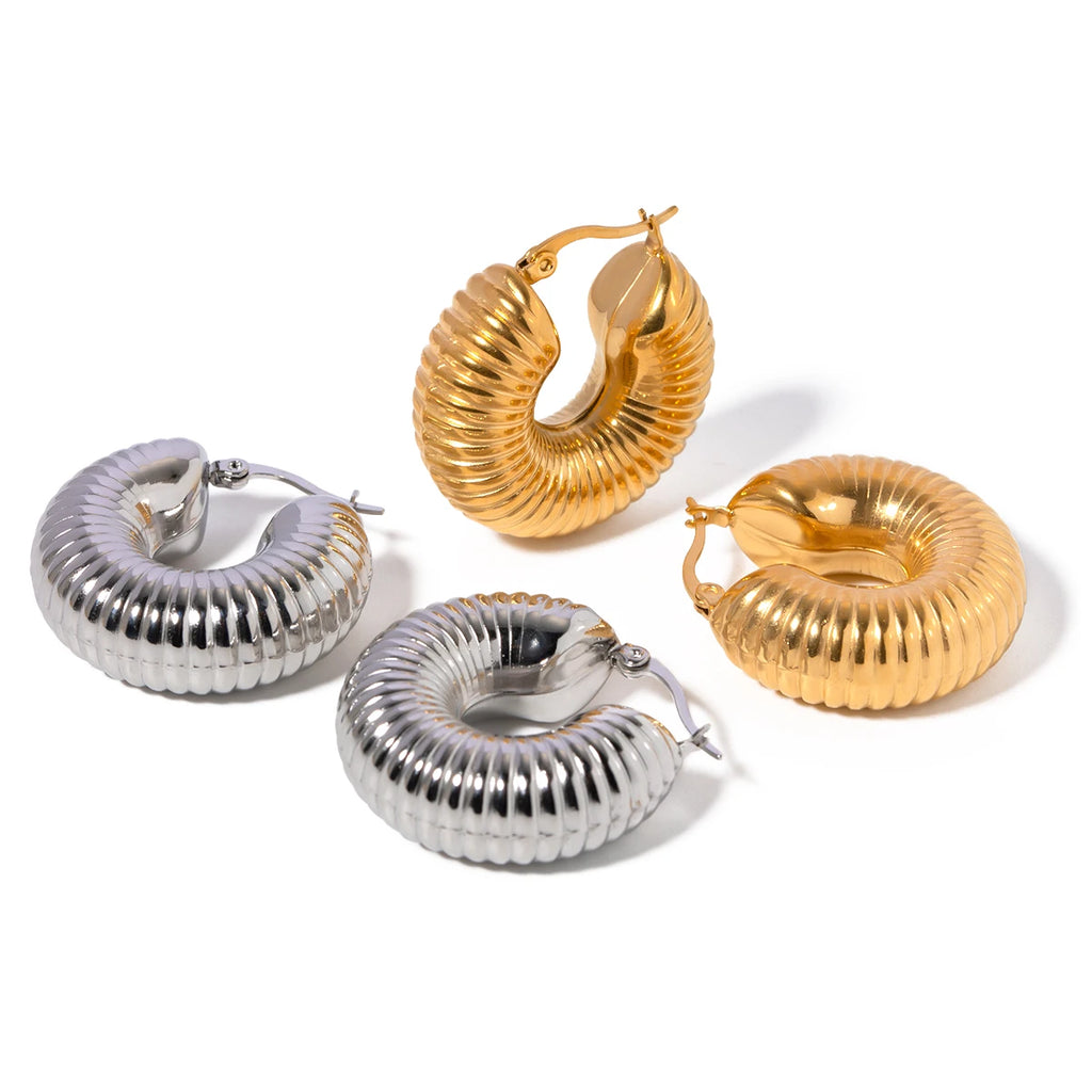 Minimalistisk Lys Hyggelig 18k forgyldt Simpel Stor Snegleskal formet Bøjle Øreringe Personlige smykker i rustfrit stål