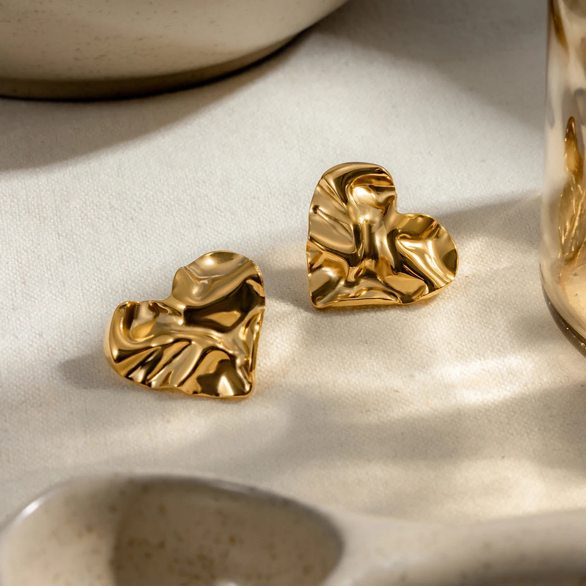 18K Minimalistische Hammerkorn Liebesherz Ohrringe Schick Edelstahl Minimalistisch Wasserdicht Hochwertig бижутерия Party Geschenk