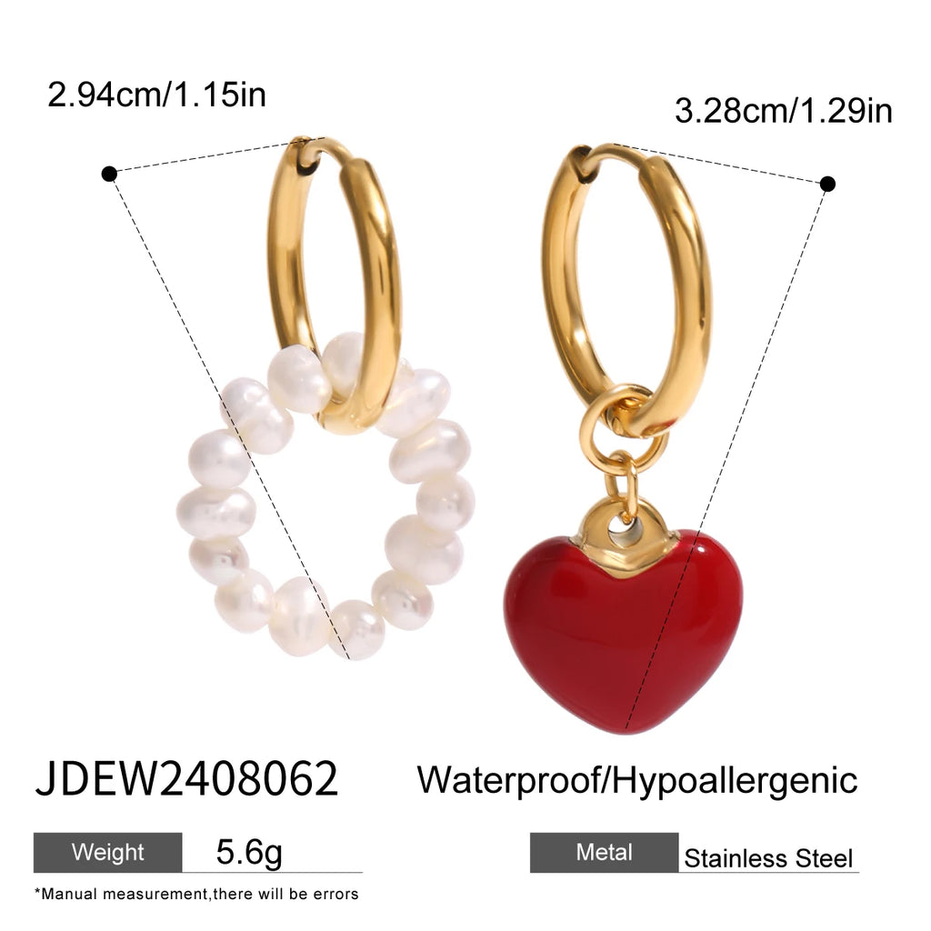 Pendientes colgantes de amor con aceite rojo goteante, chapados en oro de 18K, para mujer, acero inoxidable, antialérgicos, joyería de moda, regalo para gala
