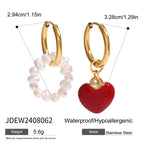 Pendientes colgantes de amor con aceite rojo goteante, chapados en oro de 18K, para mujer, acero inoxidable, antialérgicos, joyería de moda, regalo para gala