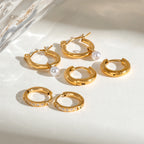 3 Paare pro Karte Edelstahl weiße Strass-Perlen-Ohrringe für Damen 18K PVD-beschichtet, antiallergisch, rostfrei Schmuck