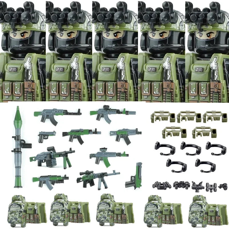 Military Special Forces MOC Building Block German KSK Special Forces Soldier Figure SWAT Army Gun Weapon Vest Backpack Brick Toy