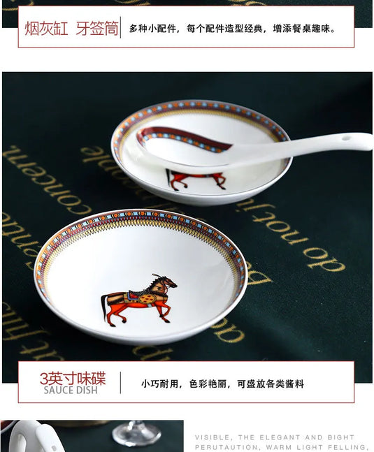 Jingdezhen Ceramic Tableware Ceramic Rice Bowl Bone Porcelain Bowl Plate Set