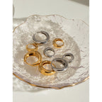 18K Gold Plated Stainless Steel Big Smooth Ear Buckle Women Metal Waterproof Fashion Charm Daily Jewelry Gift