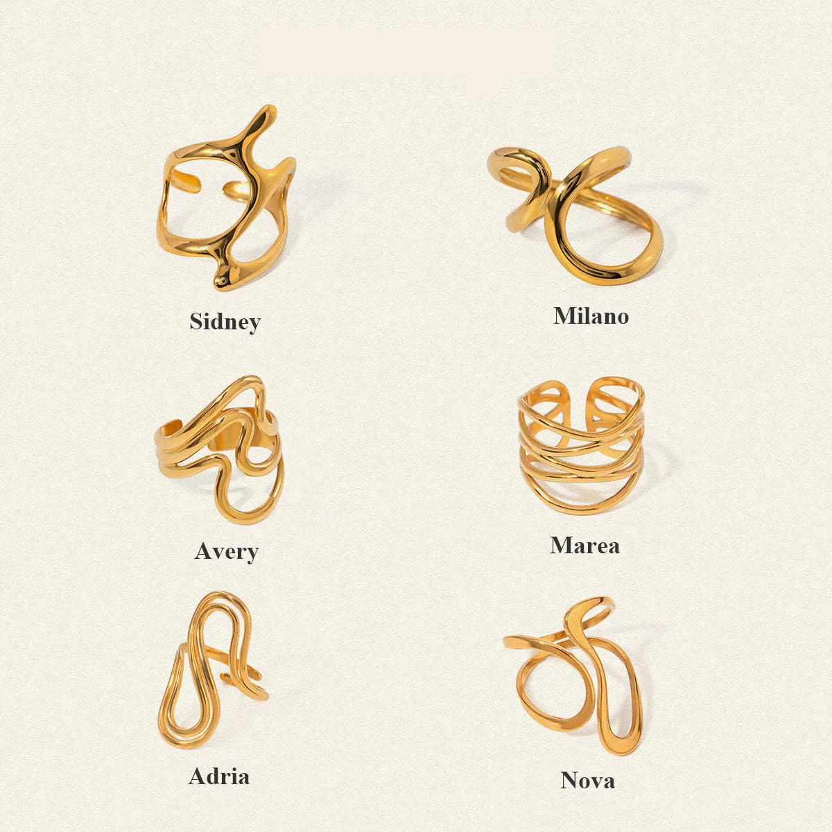 Trendy 18k Stainless Steel Vintage Simple Irregular Opening Ring Women Statement Charm Texture Rust Proof Trendy Jewelry Gift