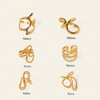 Trendy 18k Stainless Steel Vintage Simple Irregular Opening Ring Women Statement Charm Texture Rust Proof Trendy Jewelry Gift